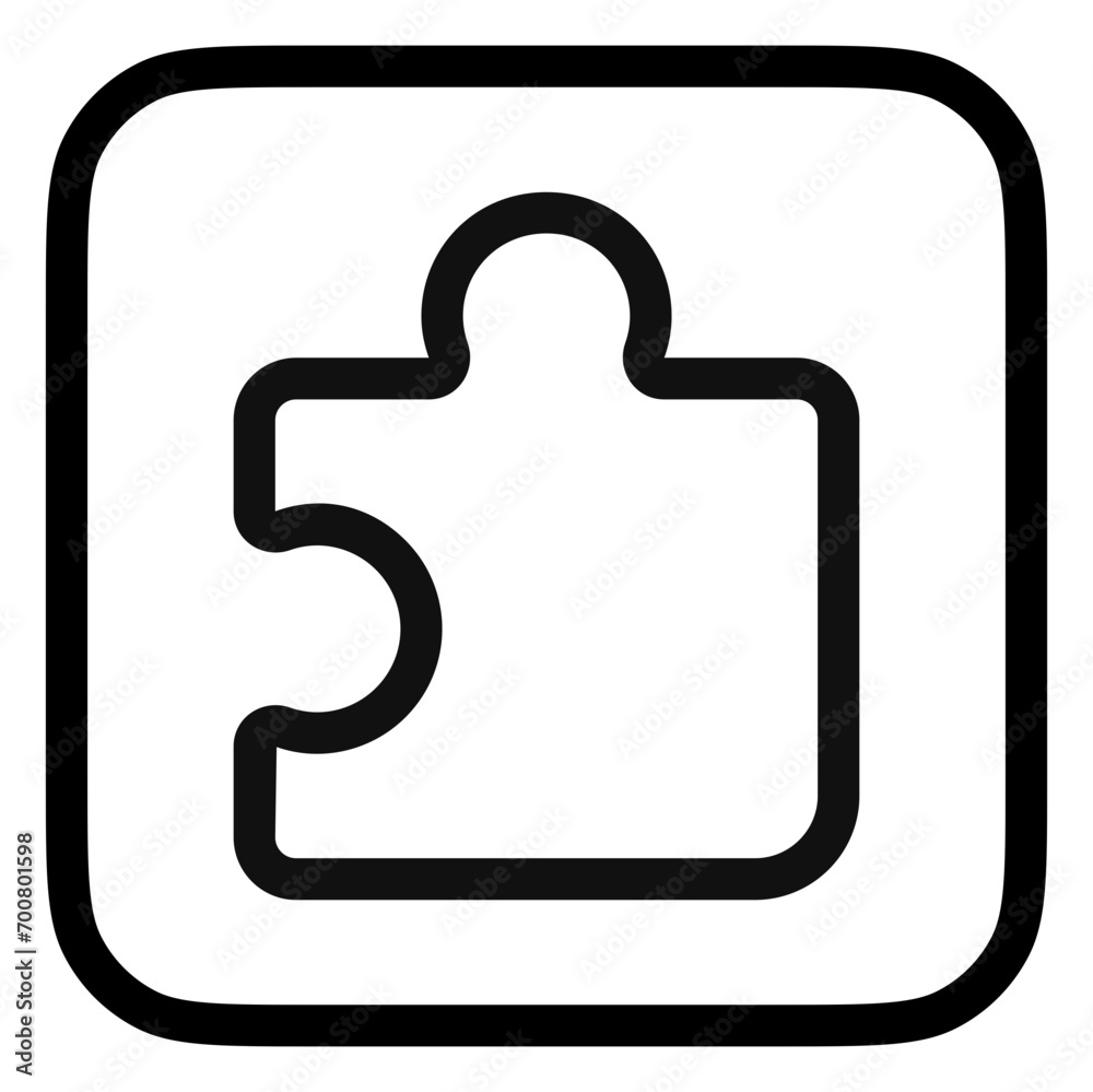 Editable vector puzzle piece plugin icon. Part of a big icon set family. Perfect for web and app interfaces, presentations, infographics, etc Editable vector puzzle piece plugin icon. Part of a big icon set family. Perfect for web and app interfaces, presentations, infographics, etc