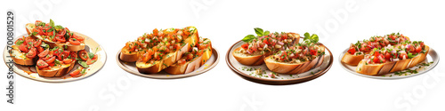 Plate of Bruschetta Hyperrealistic Highly Detailed Isolated On Transparent Background Png File