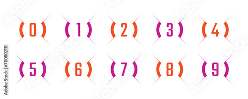geometric interface and sequential numbers. vector numbers