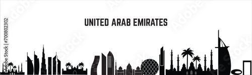 Dubai skyline silhouette, Abu Dhabi tall buildings set of UAE, Dubai, Abu Dhabi buildings silhouette, building skyscraper 