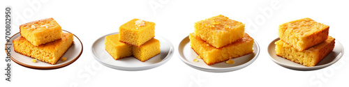 Plate of Cornbread  Hyperrealistic Highly Detailed Isolated On Transparent Background Png File