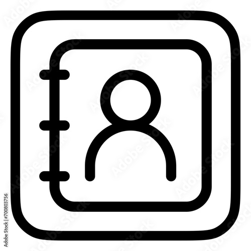 Vector phonebook, contact, diary icon. Black, white background. Perfect for app and web interfaces, infographics, presentations, marketing, etc.