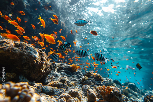  Dive into the captivating world of snorkeling, exploring colorful reefs teeming with marine life during a vibrant spring getaway © Masson