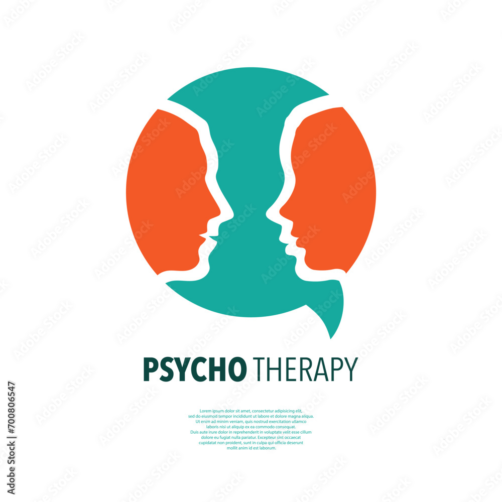 Psychotherapy speech heads silhouette