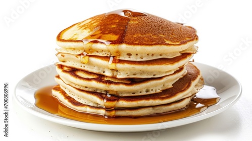 Stack of Fluffy Pancakes with Sweet Syrup