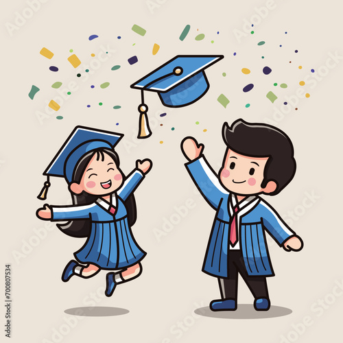 Students throwing their graduation caps at graduation ceremony