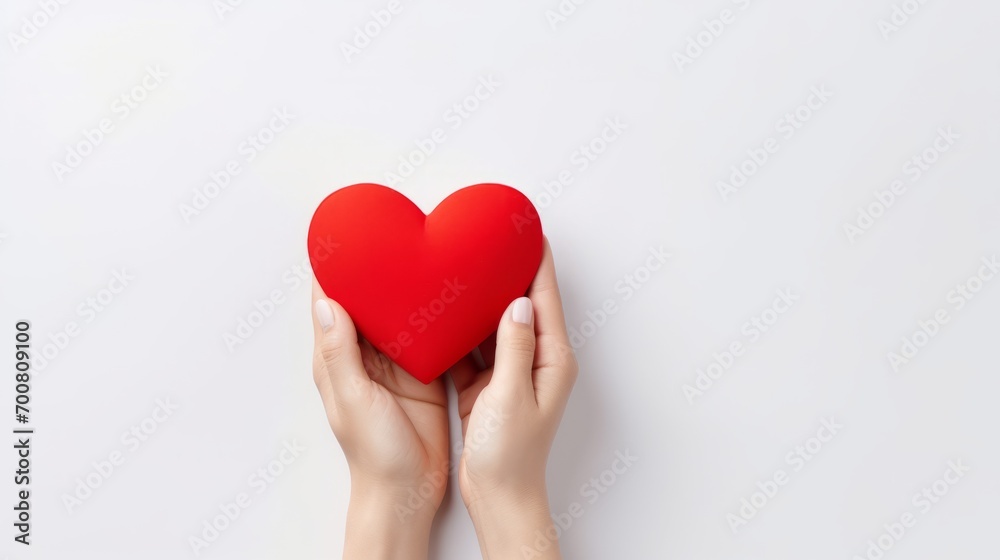 Love in the Palm: A Tender Gesture of Affection Captured in a Delicate Paper Heart on a Serene White Background