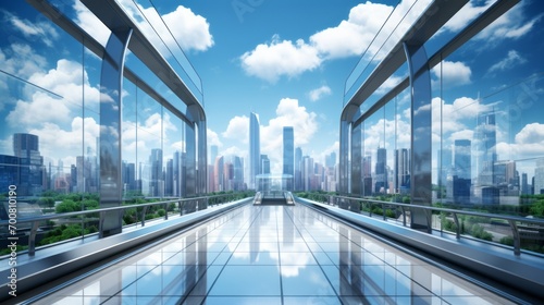 Skyward Stroll  A Mesmerizing Glass-Covered Walkway Revealing Urban Splendor