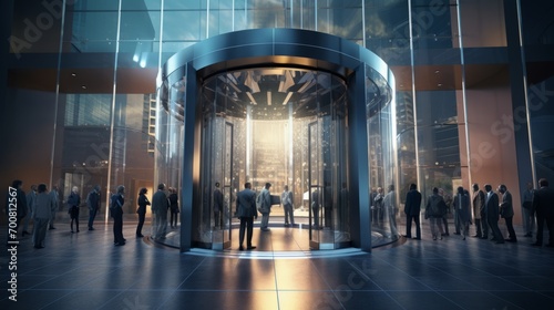 Gateway to Success: Dynamic Corporate Life in Motion - Revolving Door of Opportunities photo