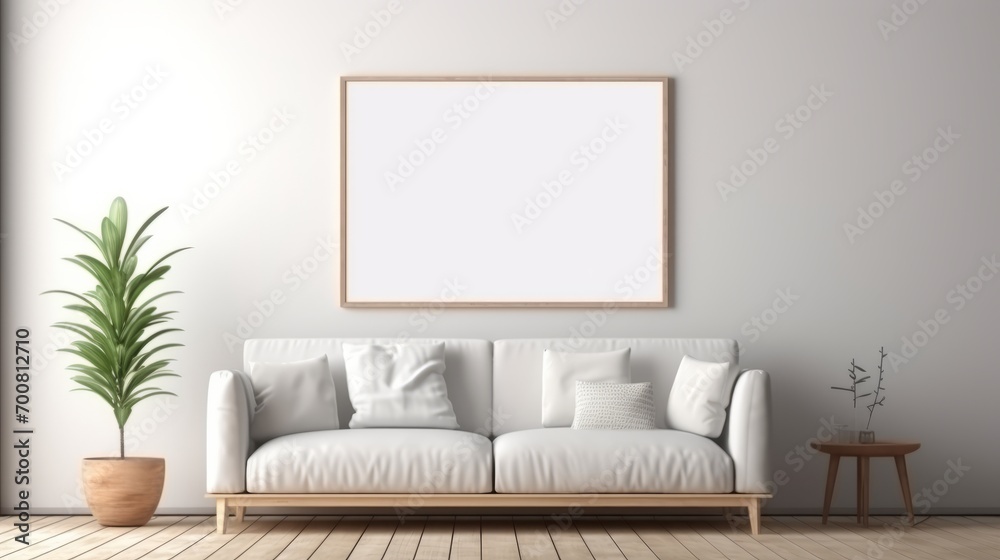 Blank Canvas: Transform Your Space with a Captivating Mockup Photo Frame in a Modern Loft Living Room - Interior Design and Architecture Concept - 3D Illustration Rendering Blank Canvas: Transform Your Space with a Captivating Mockup Photo Frame in a Modern Loft Living Room - Interior Design and Architecture Concept - 3D Illustration Rendering