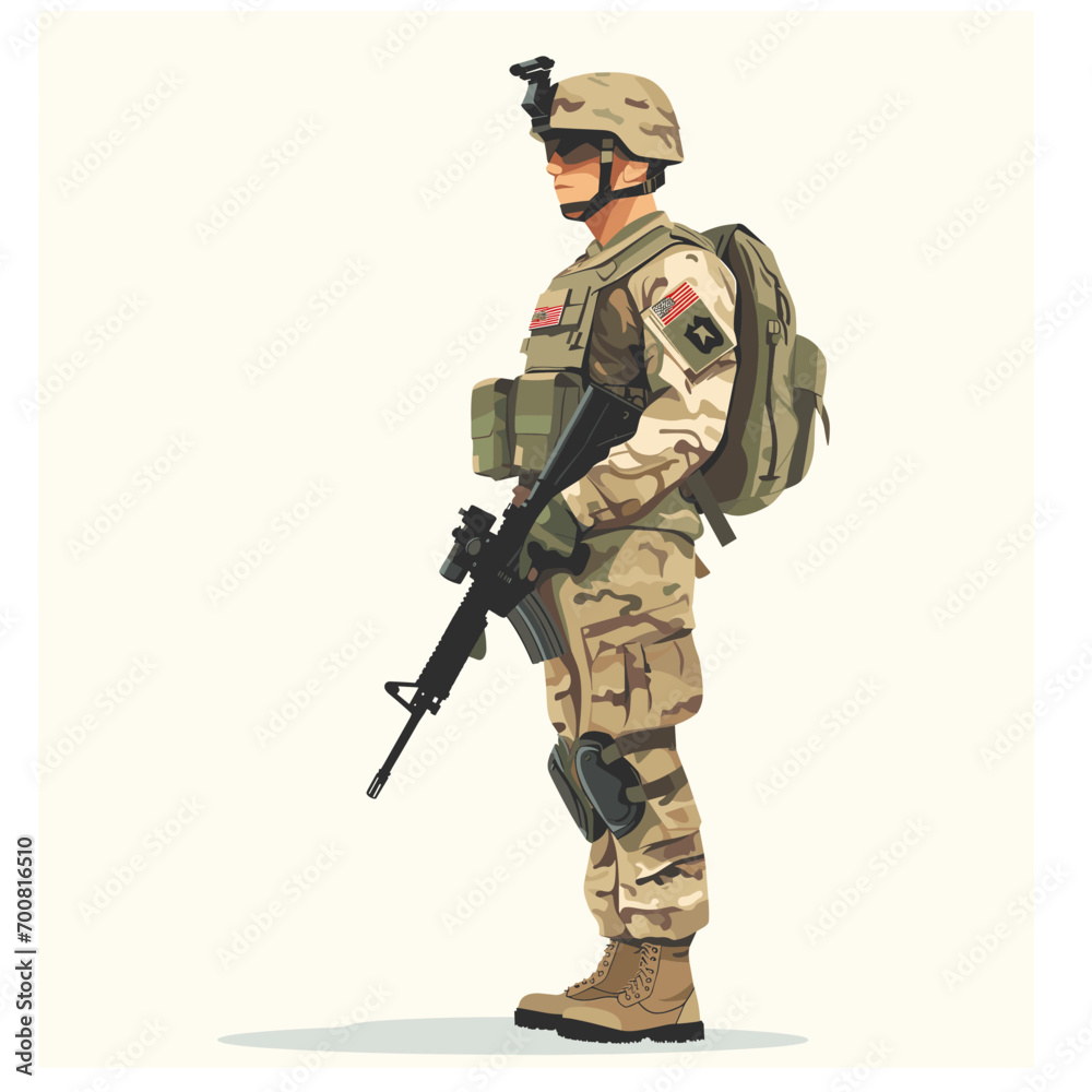 American soldier on a white background, vector in minimalism American soldier on a white background, vector in minimalism