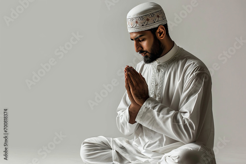 Muslim man praying in Mecca