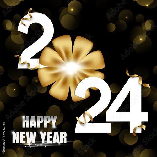 Happy new year 2024 shine background or happy new year 2024