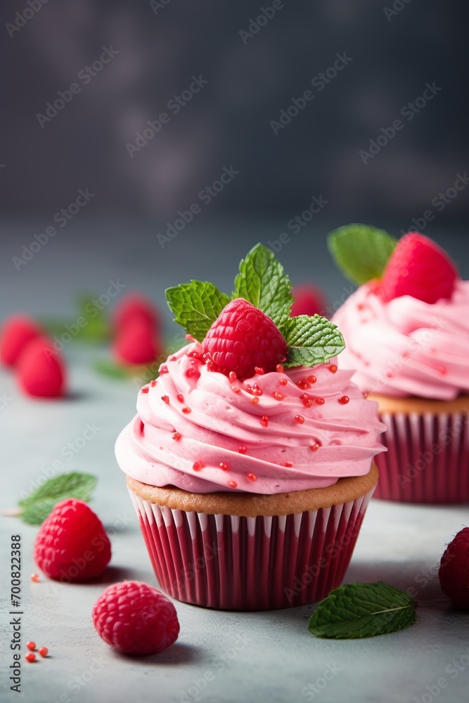 Sweet Delights: Tempting Candy Meadow Cupcakes in Pastel Pink and Red - A Delectable Treat for Valentine's Day