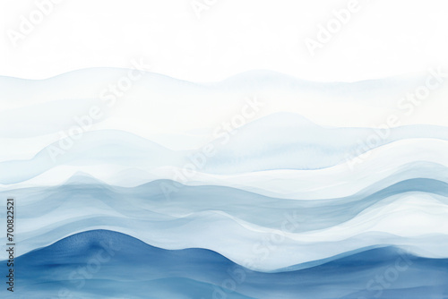 Abstract Blue and White Water Wave Watercolor Painting