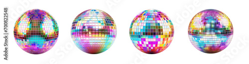 Colorful Disco Balls Isolated on White and Png Transparent Background photo