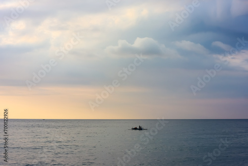 The tranquility scene of sunset in the beach. Nipah beach  West Nusa Tenggara  Indonesian tourism object