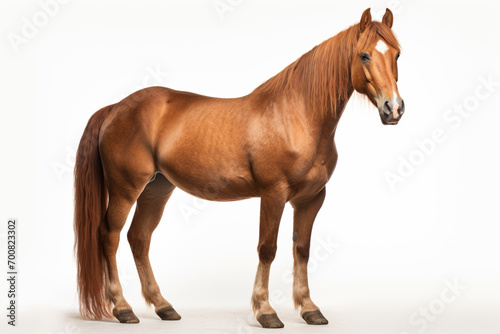 Canvas Print Chestnut Criollo horse standing on a white background