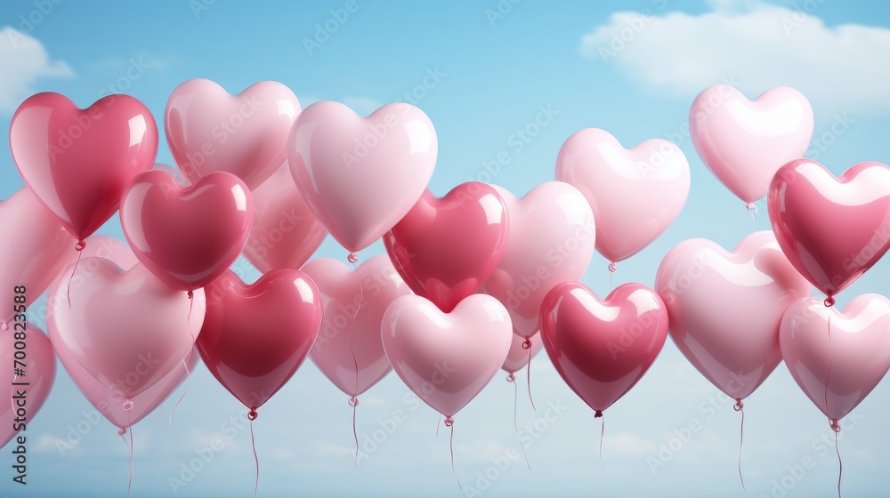 Whimsical Love: Mesmerizing Heart Balloon Background in Enchanting Shades of Blue and Pink