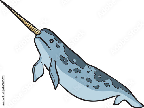 Narwhal Mammals Sea Wild Animal Vector Illustration