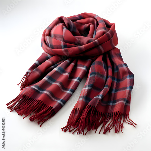 red plaid scarf isolated on white background 