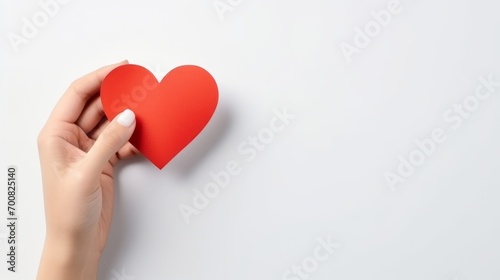 Love in the Palm: A Tender Gesture of Affection Captured in a Delicate Paper Heart on a Serene White Background