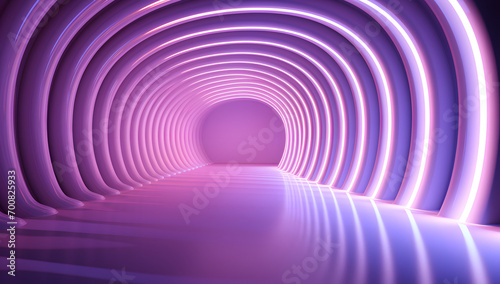 abstract purple background with glowing lines from a tunnel
