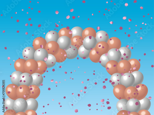 B風船アーチ、花吹雪1-1