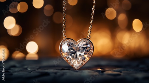 Sparkling Symmetry: Enchanting Diamond Heart Necklace Shimmers with Silver Elegance amidst Glittering Stars