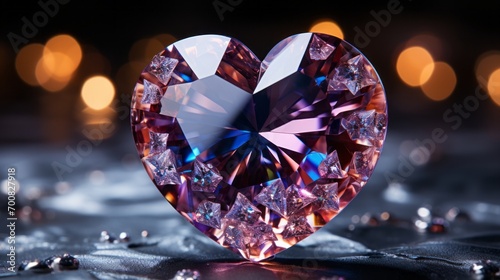Sparkling Love  Heart Diamond Shines Amidst Glittering Stars