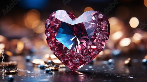 Sparkling Love: Heart Diamond Shines Amidst Glittering Stars
