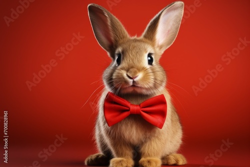 Cute bunny for advertising. Background with selective focus and copy space