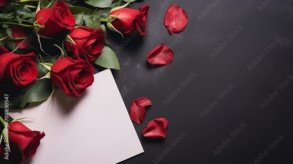 Passionate Love Blooms: Red Roses and Blank Paper Inspire Endless Possibilities