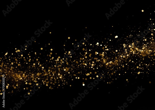 Gold particles on black background. Generative AI 