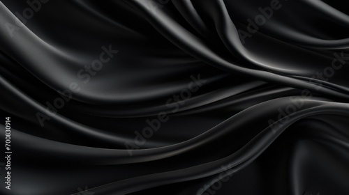 Abstract black background. Silk satin fabric. Luxury background for design. Beautiful soft folds