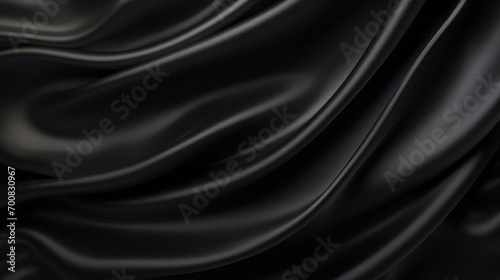 Abstract black background. Silk satin fabric. Luxury background for design. Beautiful soft folds