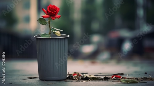 Beauty Amidst Chaos: A Captivating Rose Blooms in the Midst of a Busy World
