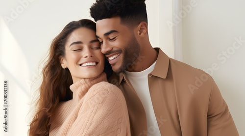 Interracial Couple Sharing a Joyful Moment