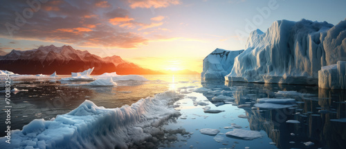 Beautiful sunset on the Iceberg