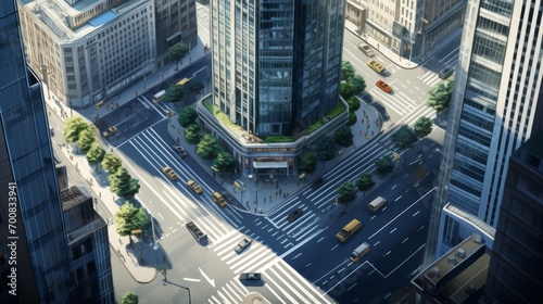 Urban Crossroads: Captivating Skyscraper Corner Revealing the Vibrant Pulse of City Life