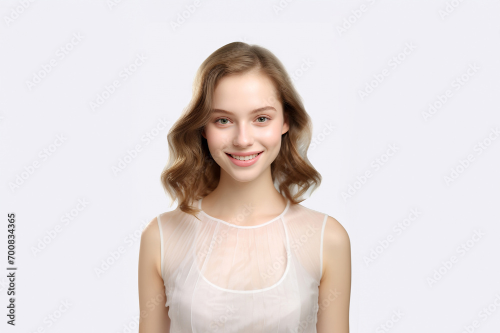 a 3D fashion model gracefully soars against a light gray backdrop. Draped in a long silk gown with chiffon fabric, she embodies creativity in a pure white dress. Generative AI. a 3D fashion model gracefully soars against a light gray backdrop. Draped in a long silk gown with chiffon fabric, she embodies creativity in a pure white dress. Generative AI.