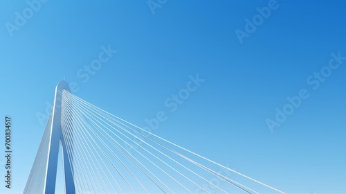Graceful Engineering: A Serene Suspension Bridge Soaring Above the Azure Sky