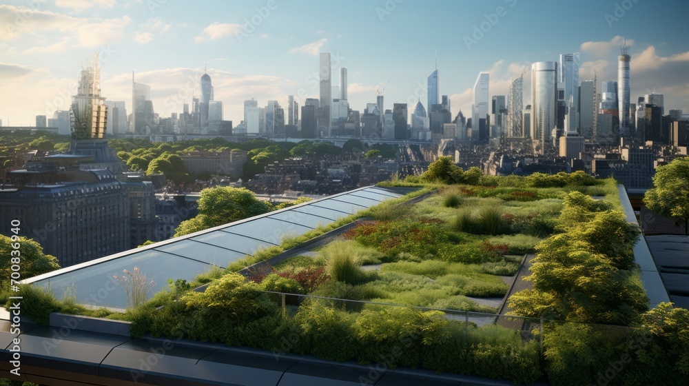 Nature's Oasis: A Sustainable Urban Haven with a Breathtaking Cityscape Backdrop