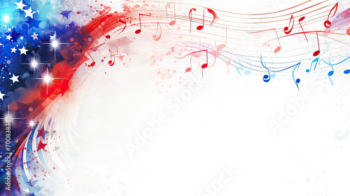 Abstract American flag and music notes, fourth of july patriotic concept photo