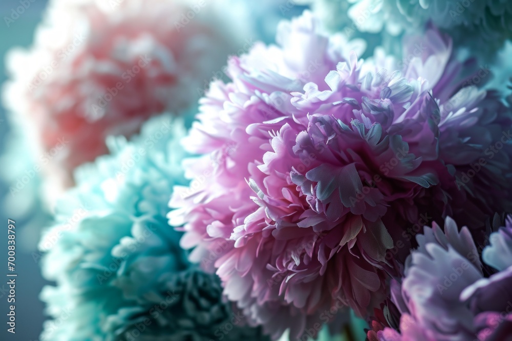 Vibrant pink petals of an infrared carnation plant invite a closer look, revealing intricate details of nature's delicate beauty Vibrant pink petals of an infrared carnation plant invite a closer look, revealing intricate details of nature's delicate beauty