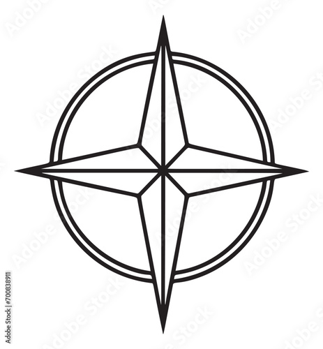 Compass flat icon concept. Black solid icon navigation. Illustration icon for nato vector isolated on white