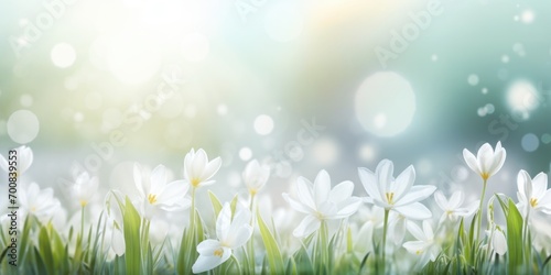 A bunch of white flowers in the grass  header  footer  panoramic banner image.