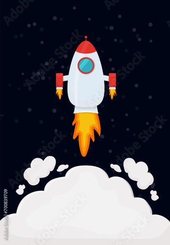 Rocket ship launch on with night sky