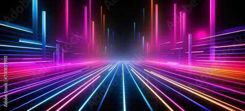 Abstract neon retro wave background