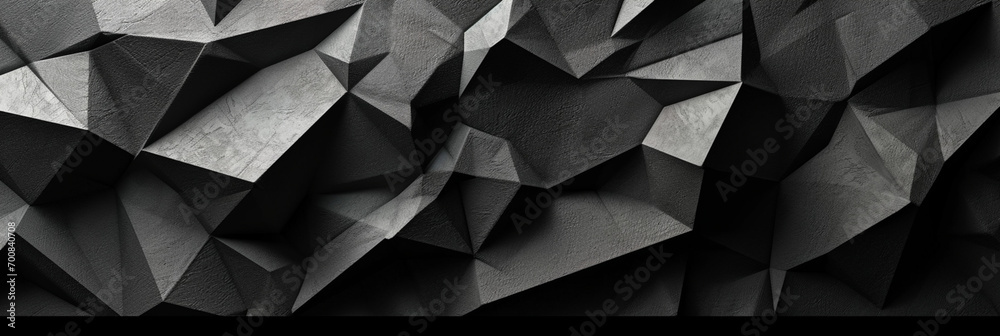 Fond d'un mur noir, texture ardoise, formes triangles, mosaïque. Ambiance sombre. Reflet et lumière. Arrière-plan pour conception et création graphique.	 - obrazy, fototapety, plakaty 